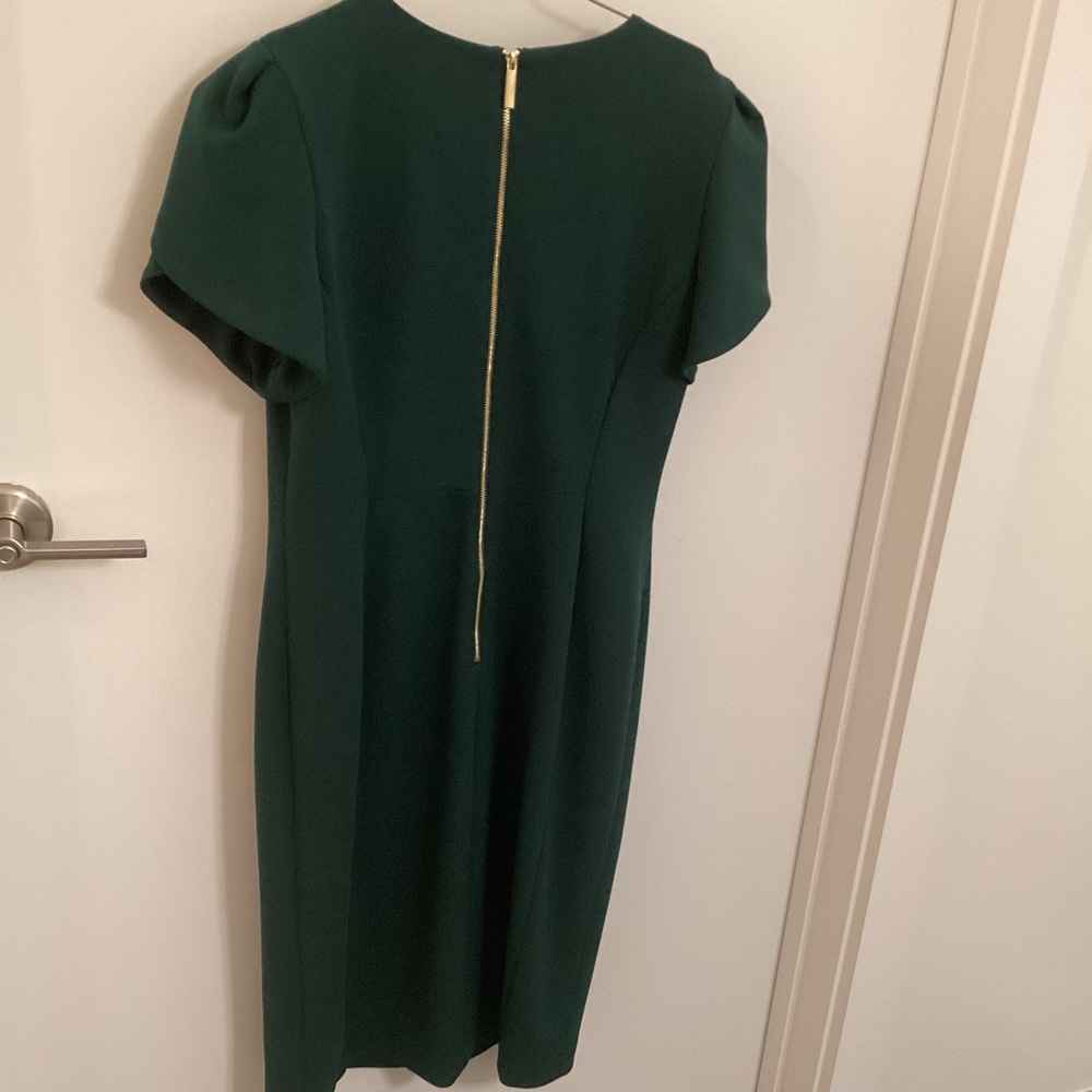 Calvin Klein Dark Green Mini Dress with tulip sleeves - Picture 4 of 5